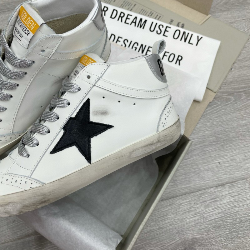 2024 Women GGDB White Black Leather Mid Star High Top Sneakers MJ00300