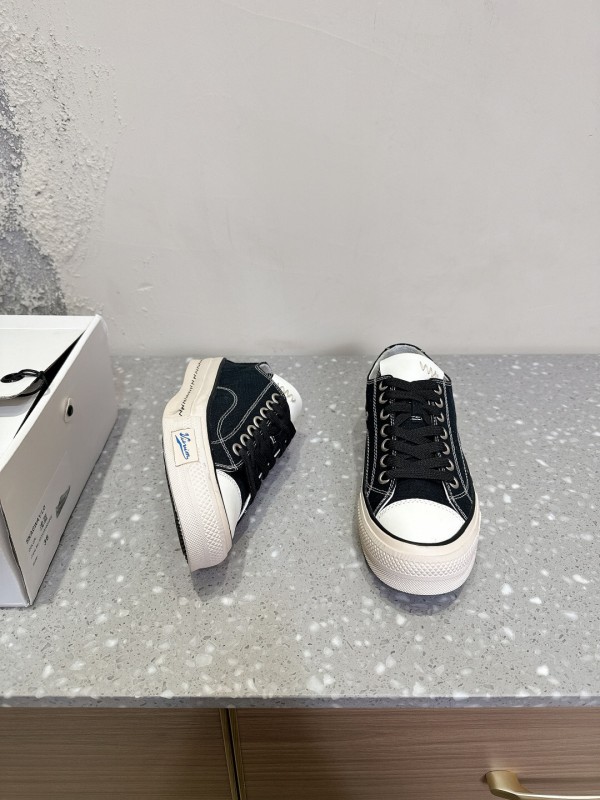 2025 Unisex VISVIM Black Canvas Sneakers KFY00260