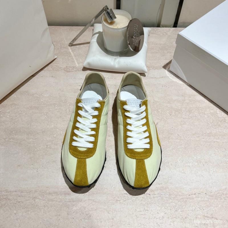 2025 Unisex MM6 Maison Margiela Yellow White Nylon Suede Sneakers