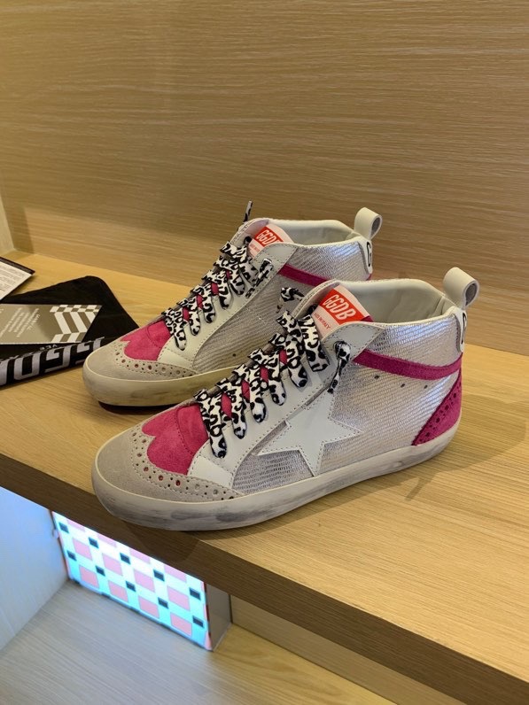 2024 Unisex GGDB White Pink Leather Suede High Top Sneakers MJ00300