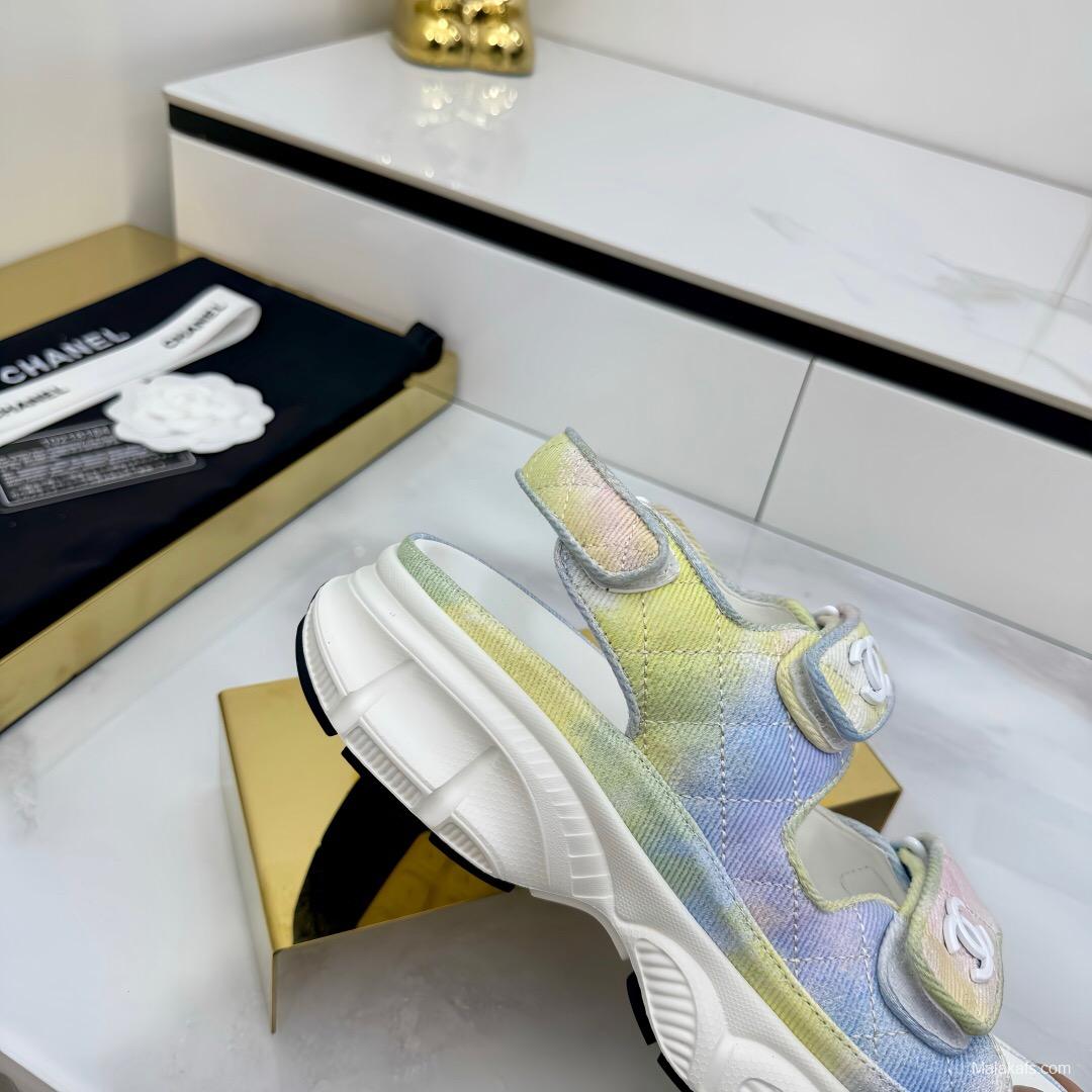 2025 Slippers Chanel Pastel Yellow Blue Pink Textile Slippers