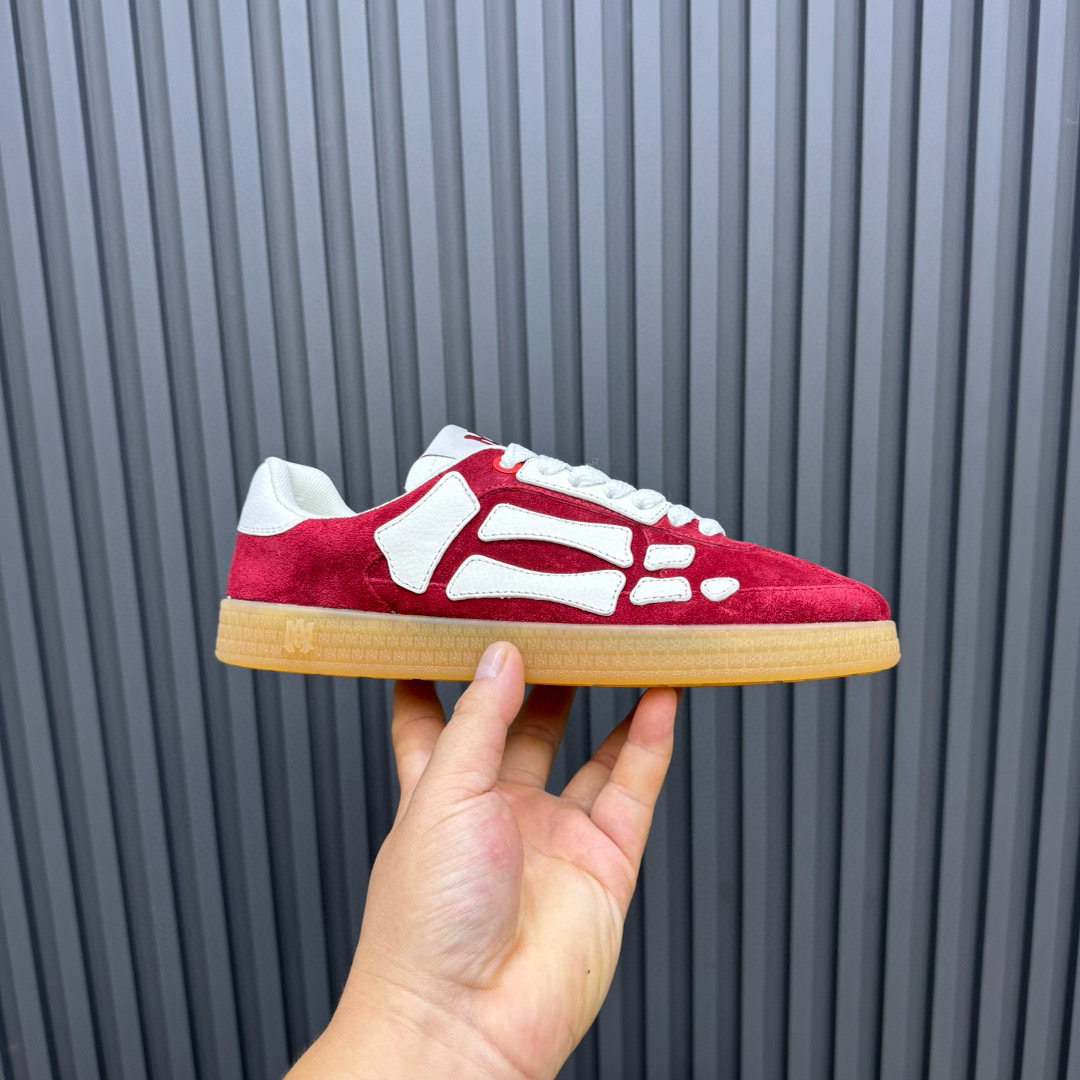 2024 Unisex Amiri Red White Suede Leather Sneakers MJ00300