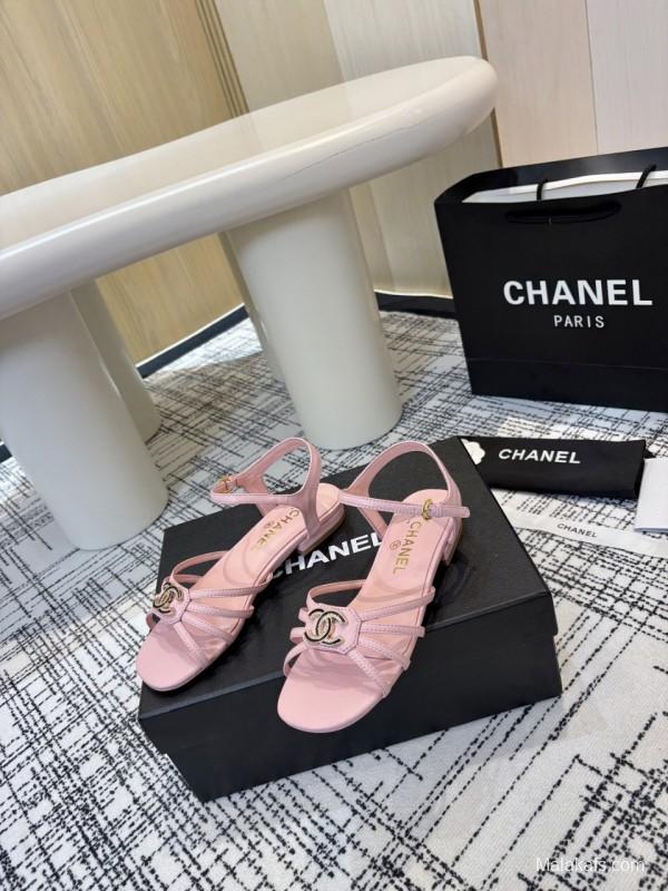 2025 Women Chanel Pink Lambskin Sandals LY00270