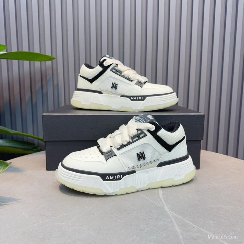 2024 Unisex Amiri White Black Leather Sneakers MJ00360