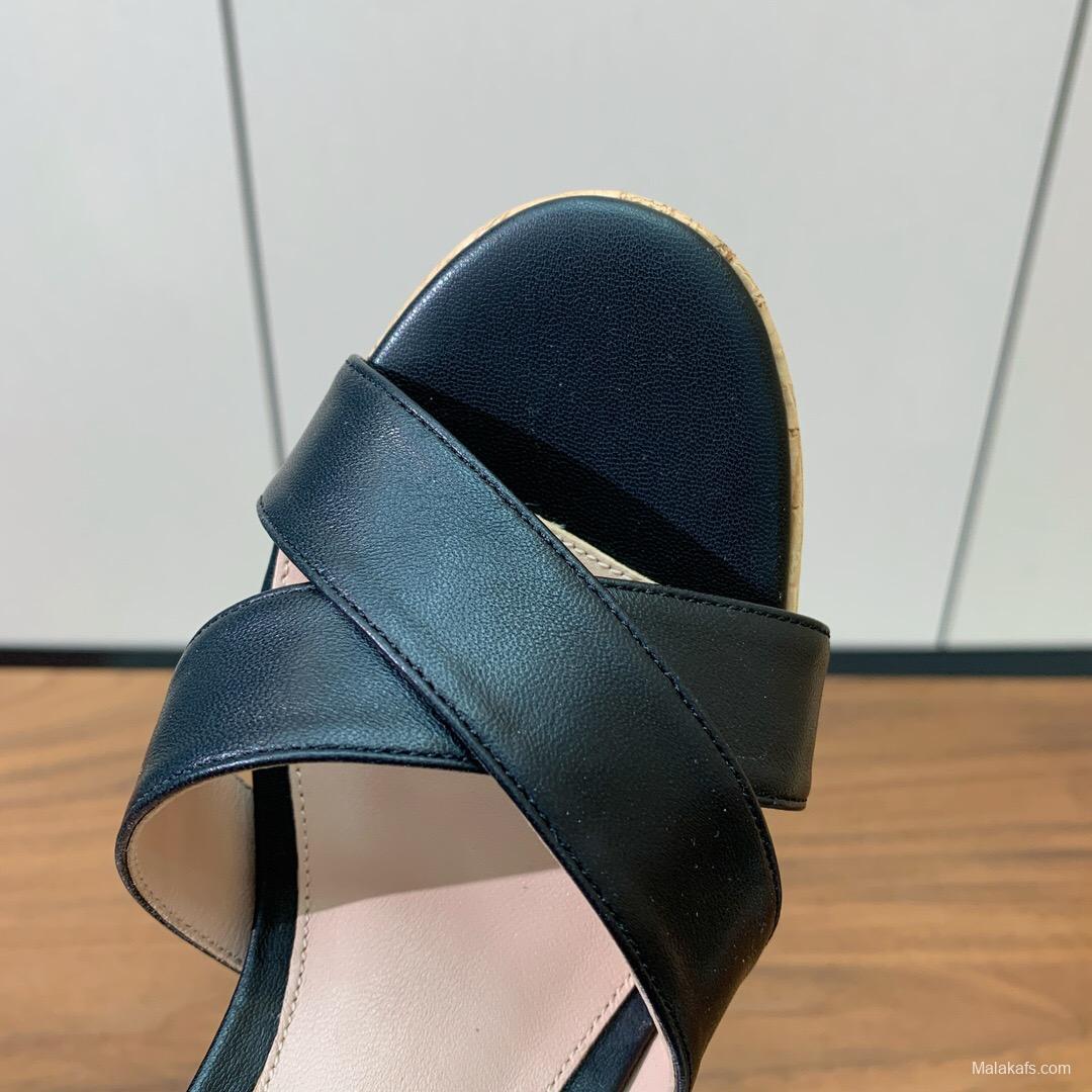 2025 Women Gianvito Rossi Black Leather Sandal