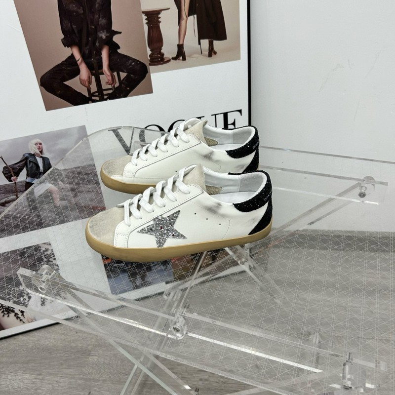 2025 Women GGDB White Black Silver Leather Suede Sneakers