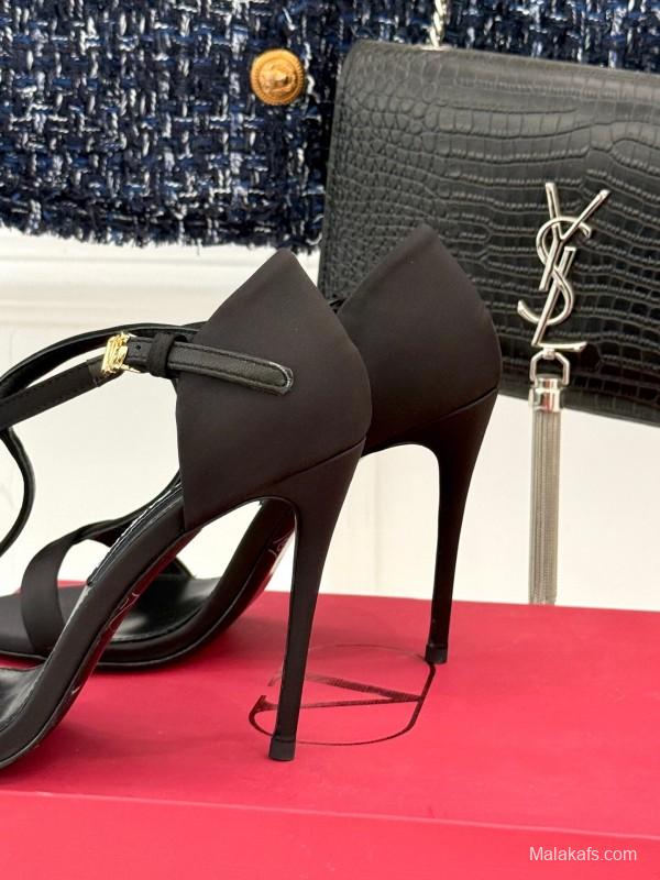 2025 Women Dolce & Gabbana Black Satin High Heels