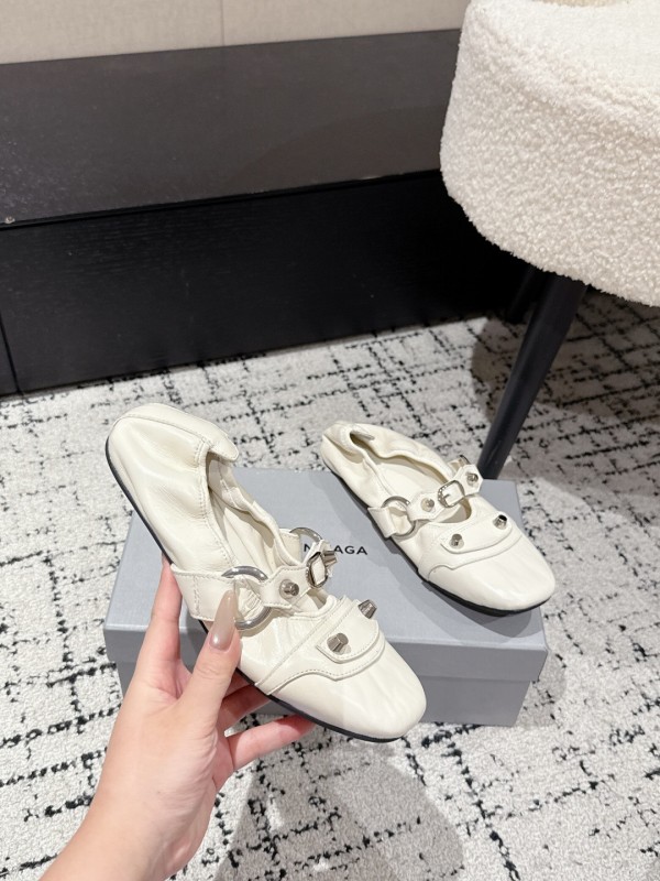 BALENCIAGA Cagole Metal Studs Ballet Flats - KFY00300