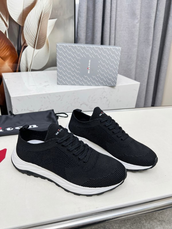 2025 Unisex Kiton Black Knit Sneakers AS00320
