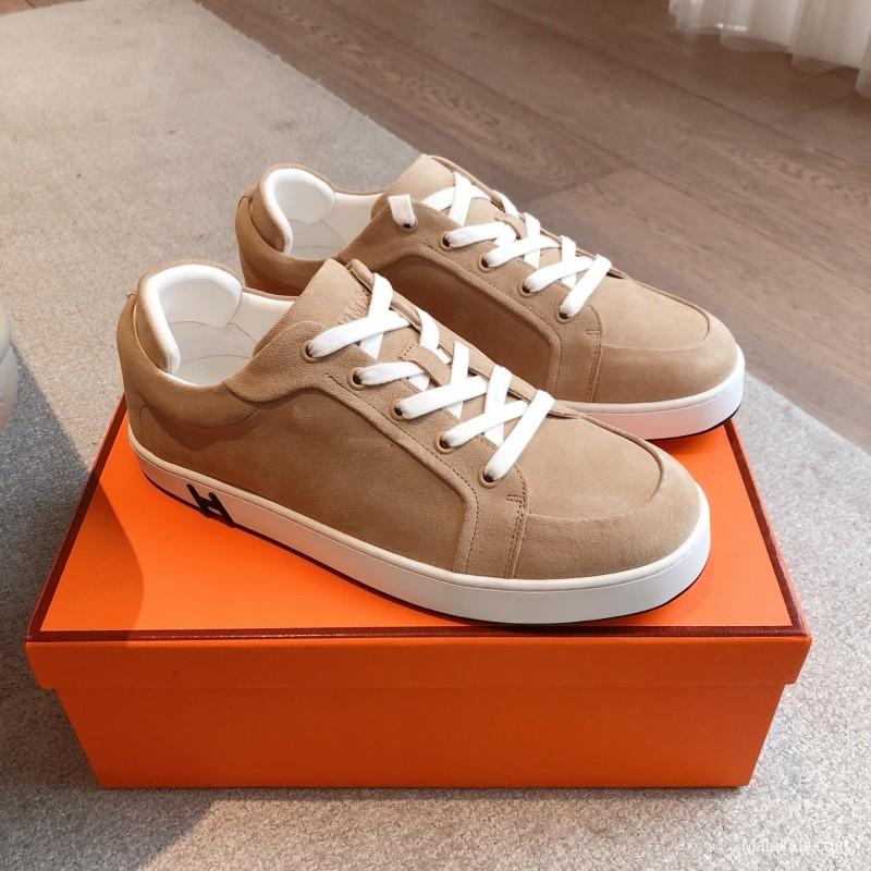 2025 Unisex H Brown Beige Suede Sneakers AS00380
