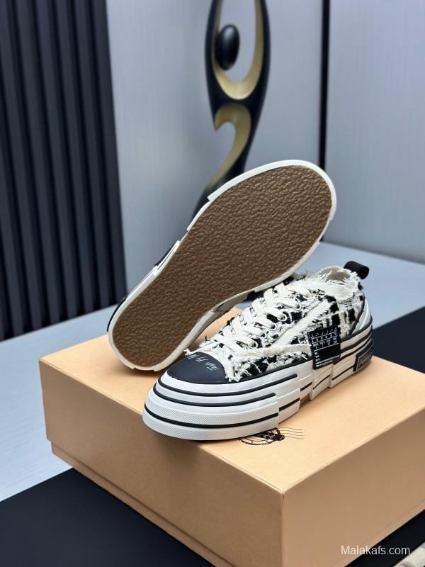 2025 Unisex XVESSEL Black White Canvas Plimsolls Hand-painted AS00260