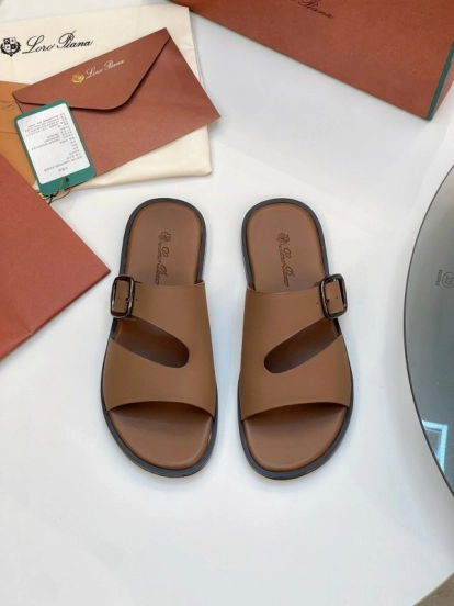 2025 Men Loro Piana Brown Leather Slippers AS00250