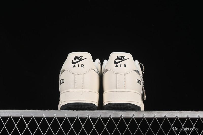 Nike Air Force 1 '07 Low Dior Collaboration Gray Floral Low-Top Casual Sneakers - DF0188-064