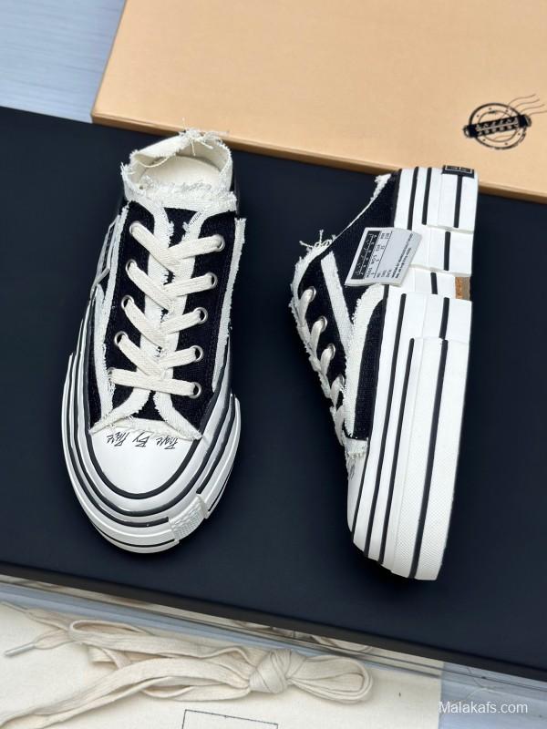 2025 Unisex XVESSEL Black White Canvas Plimsolls Vulcanized AS00240