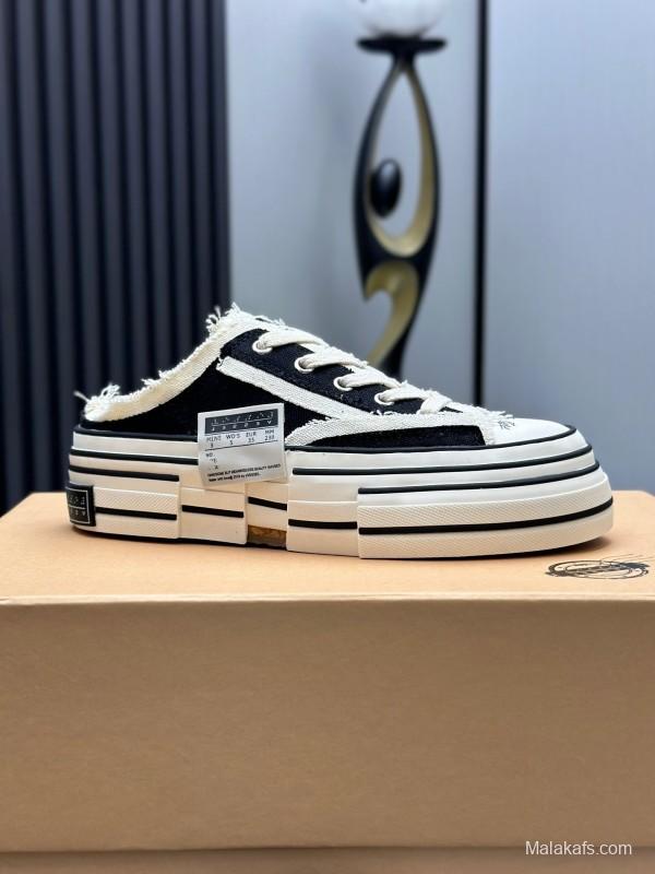 2025 Unisex XVESSEL Black White Canvas Plimsolls Vulcanized AS00240