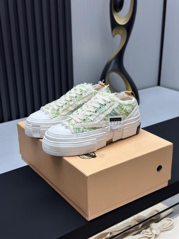 2025 Unisex XVESSEL White Green Canvas Plimsolls Vulcanized AS00260