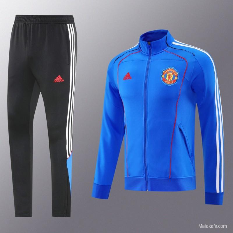 25/26 Manchester United Blue Full Zipper Jacket +Long Pants