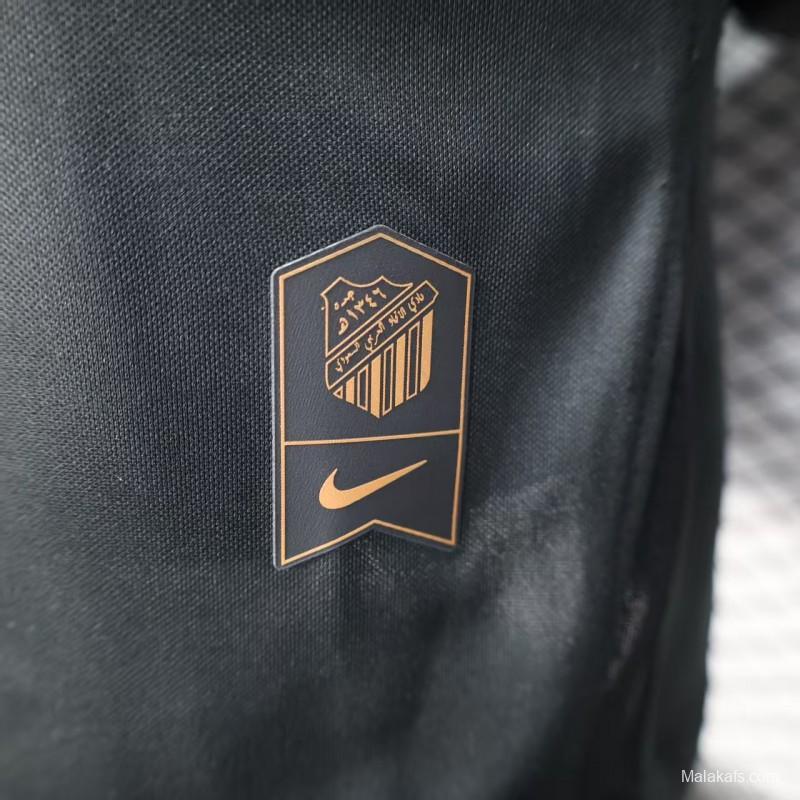 Player Version 25/26 Al-Ahli Black Champion Jersey With Golden Sponsor