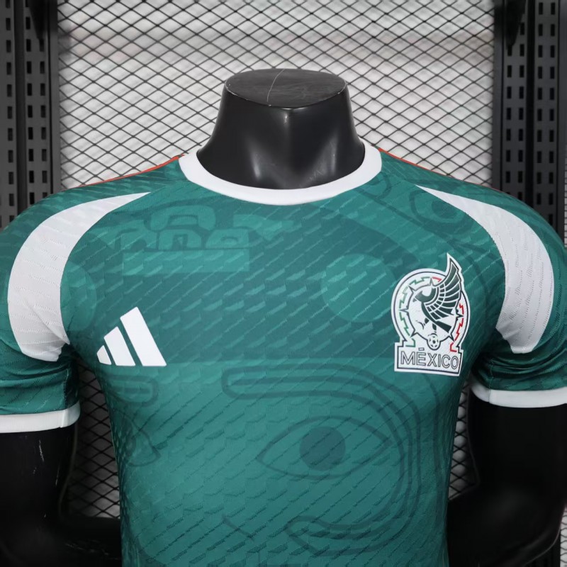layer Version 2025 Mexico Green with Aztec Serpent Pattern Jersey