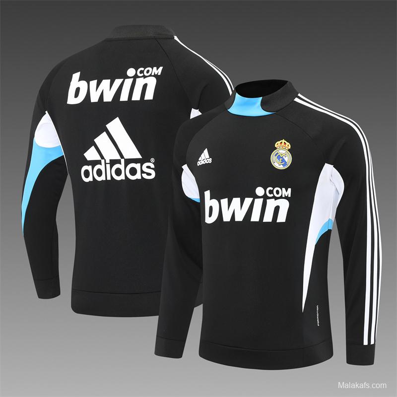 Retro 08/09 Real Madrid Black Half Zipper Jacket+Long Pants