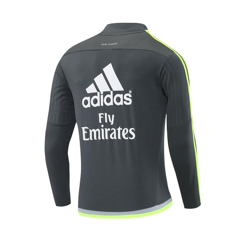 Retro 15/16 Real Madrid Dark Grey Half Zipper Jacket