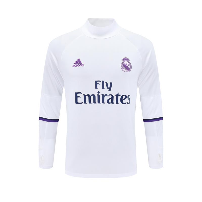 Retro 16/17 Real Madrid White Half Zipper Jacket