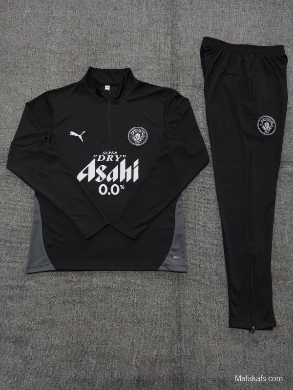 25/26 Kids Manchester City Black Half Zipper Jacket+Long Pants