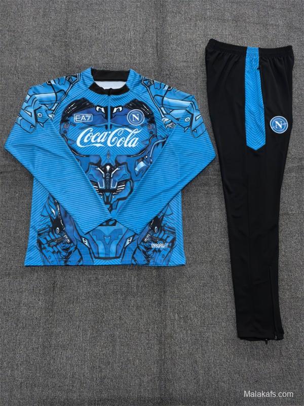 25/26 Kids Napoli Light Blue Camouflage Half Zipper Jacket+Long Pants