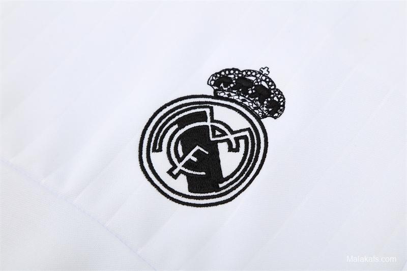 Retro 15/16 Real Madrid White Half Zipper Jacket+Long Pants