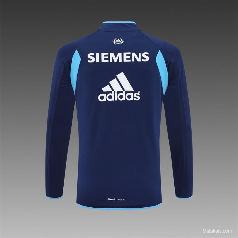 Retro 05/06 Real Madrid Royal Blue Half Zipper Jacket+Long Pants