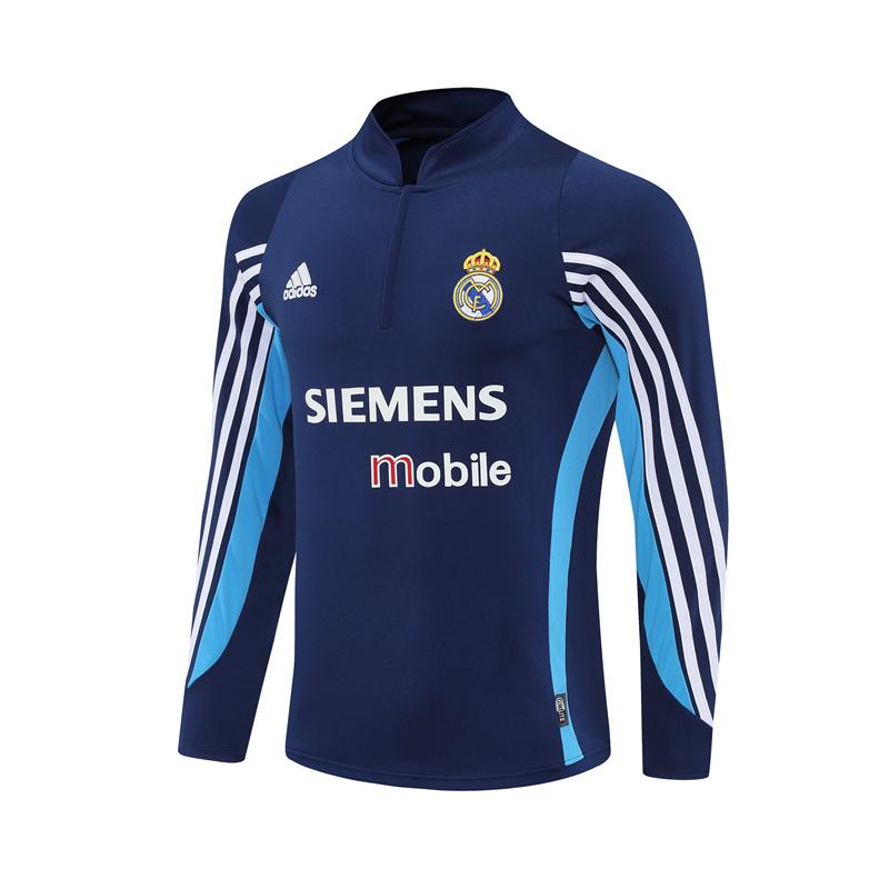 Retro 03/04 Real Madrid Royal Blue Half Zipper Jacket+Long Pants