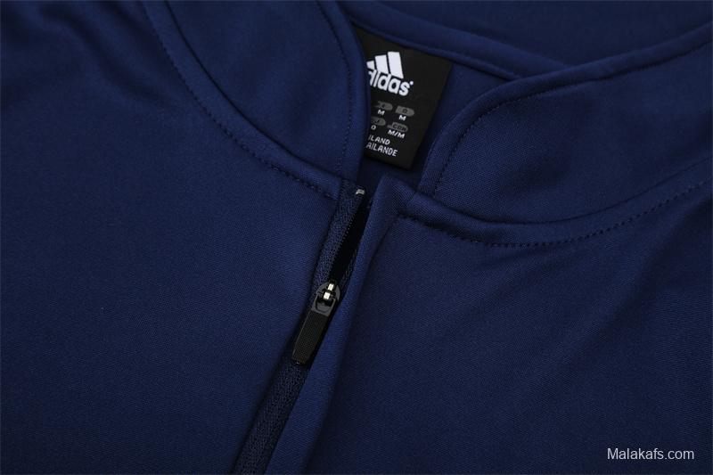 Retro 03/04 Real Madrid Royal Blue Half Zipper Jacket+Long Pants