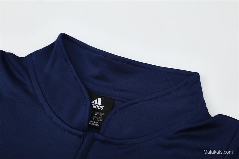 Retro 03/04 Real Madrid Royal Blue Half Zipper Jacket+Long Pants