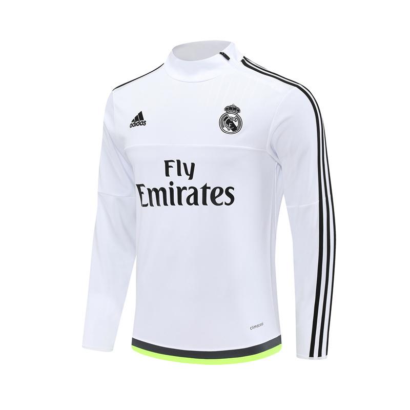 Retro 15/16 Real Madrid White Half Zipper Jacket+Long Pants