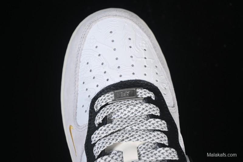 Nike Air Force 1'07 Low Casual Sneakers in White Black Gray - YF9511-805