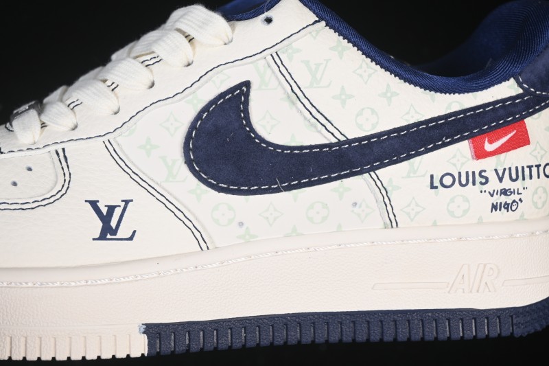 Nike Air Force 1 '07 Low LV Collaboration Print Light Blue Swoosh Casual Sneakers - MZ9588-817