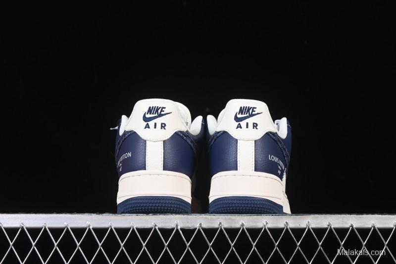 Nike Air Force 1 '07 Low LV Collaboration Navy Blue Cashew Flower Casual Sneakers - JP8028-009