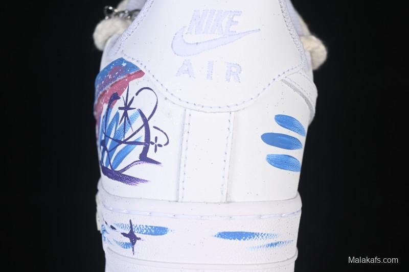 Nike Air Force 1'07 Low Libra Hand-Painted Zodiac Series Low-Top Casual Sneakers - 9231023