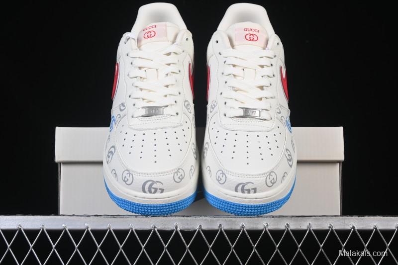 Nike Air Force 1'07 Low Gucci Collaboration White Red Blue Low-Top Casual Sneakers - SC0601-572