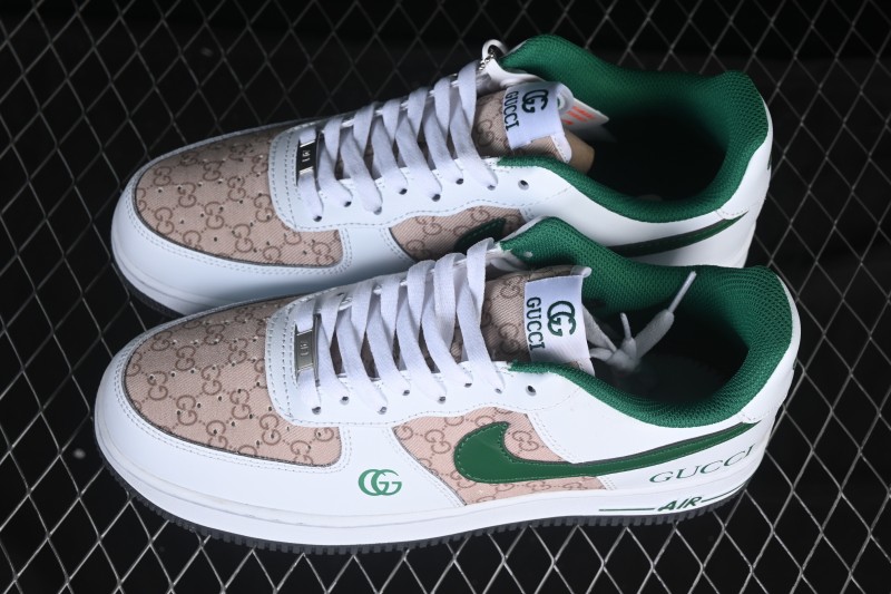 Nike Air Force 1 '07 Low Gucci Collaboration Pattern Grass Green Casual Sneakers - AH8462-004