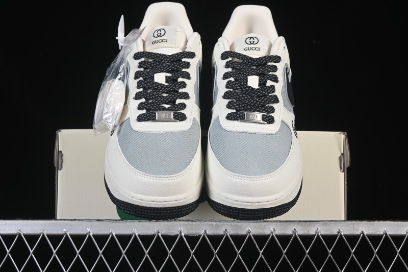 Nike Air Force 1'07 Low Gucci Collaboration White Gray Black Casual Sneakers - YF9511-808