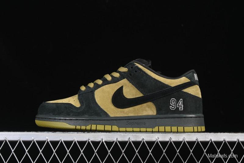 Nike Supreme x Dunk SB Dunk Low Brown Yellow Low-Top Casual Skate Shoes - HQ8487-300