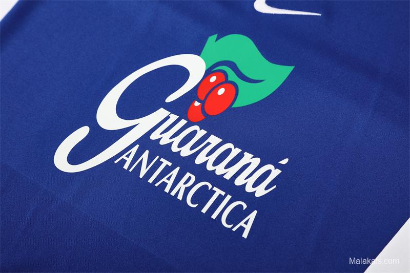 2002 Brazil Color Blue Half Zipper Jacket+Long Pants