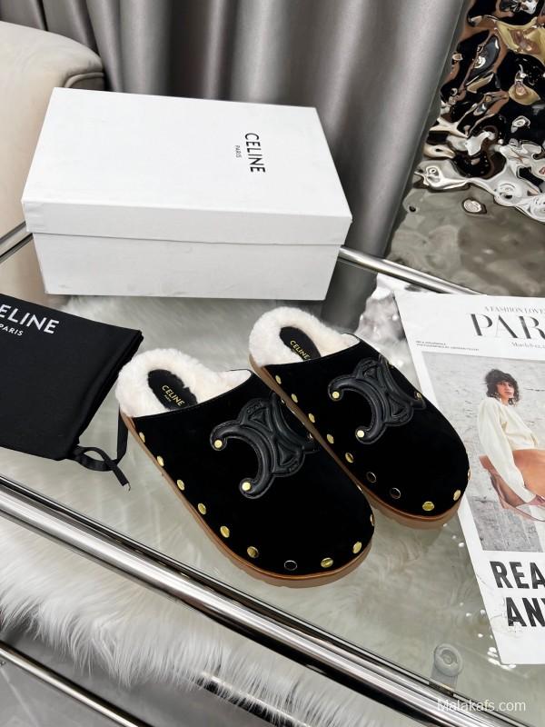 CELINE 2025 SS Studded Birkenstock Sandals - LY00270