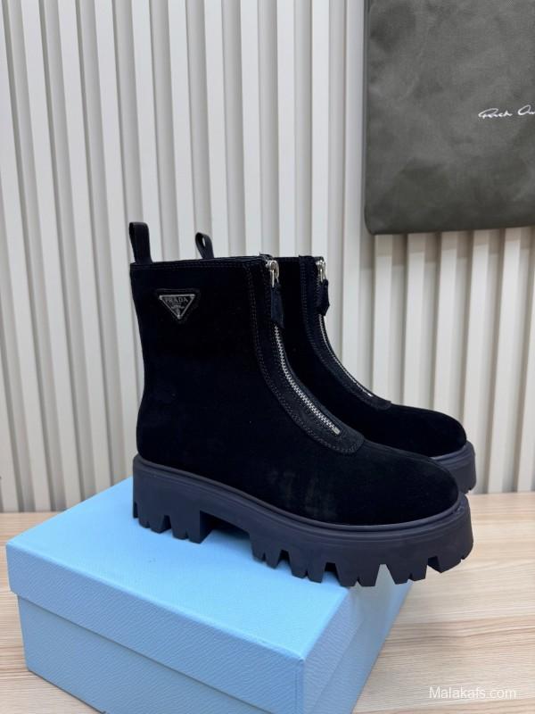 Prada Unisex Martin Boots Premium Leather Construction - LY00340