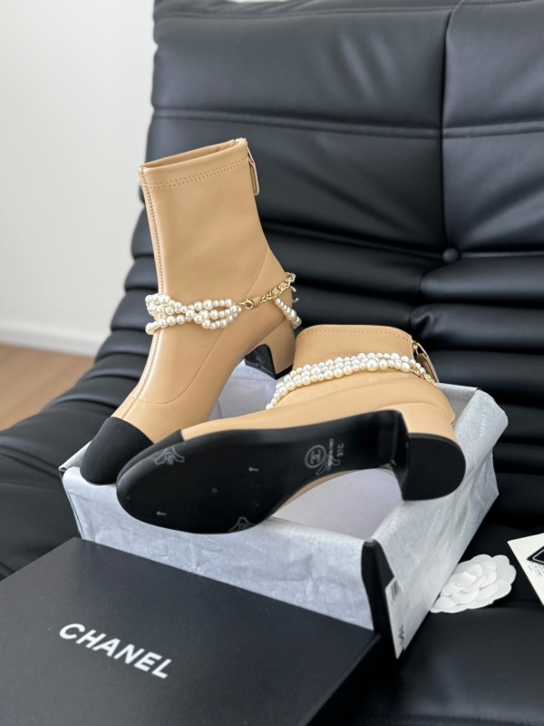 Chanel Pearl Collection Mary Jane Short Boots - LY00360