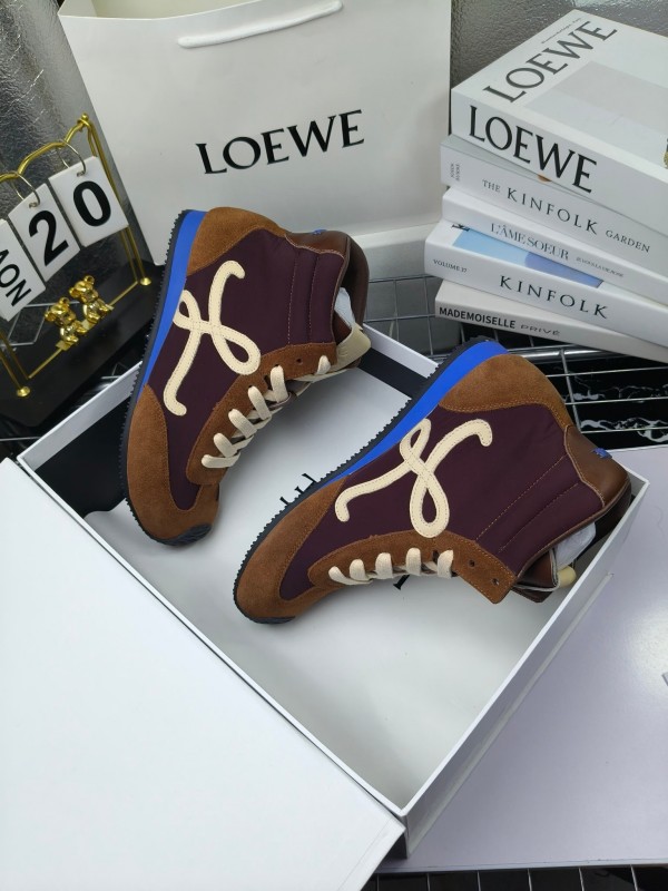 LOEWE High-Top German Training Sneakers Retro Fashion Casual White Shoes - LY00330