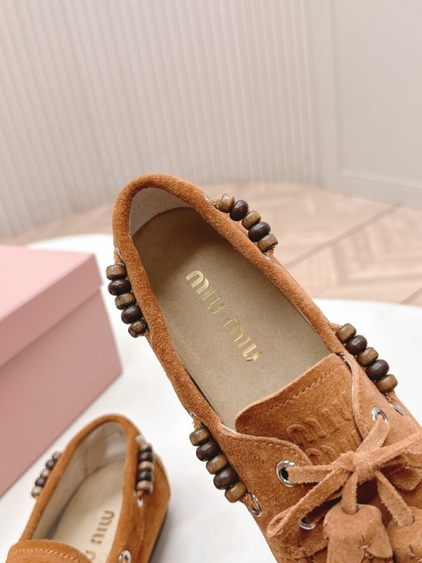 Miu Miu Fall/Winter 2025 Tassel Loafer Mule with Beaded Accents - LY00330