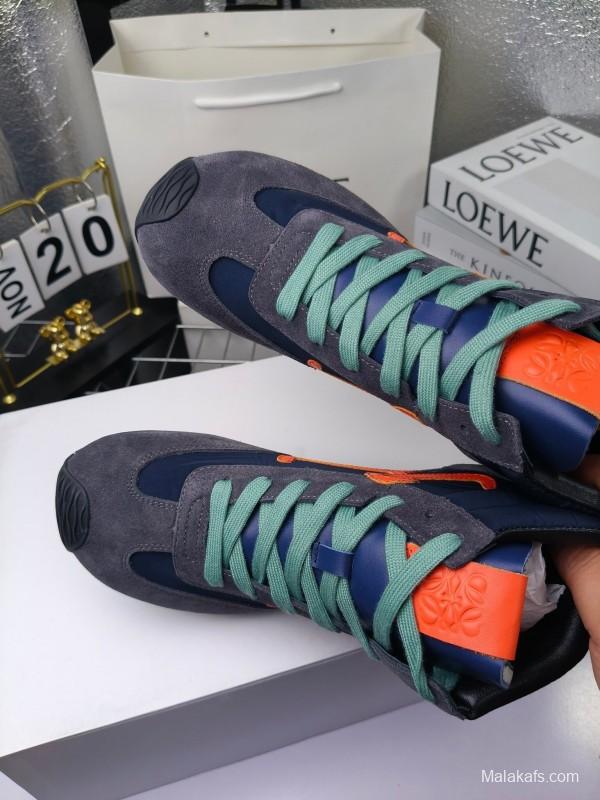 LOEWE High-Top German Training Sneakers Retro Fashion Casual White Shoes - LY00330