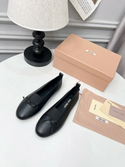 Miu Miu Ballerina Flats with Bow Mary Jane Design - LY00260